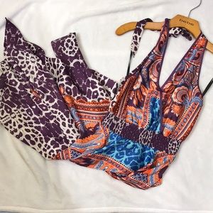 Bebe high low halter dress